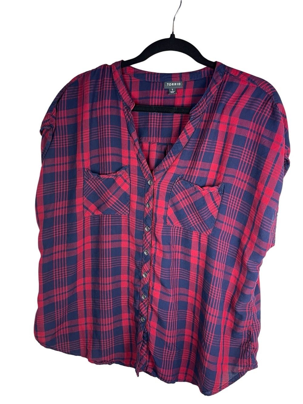 torrid size 1X red  blue plaid  Americana cowgirl western office comfy casual